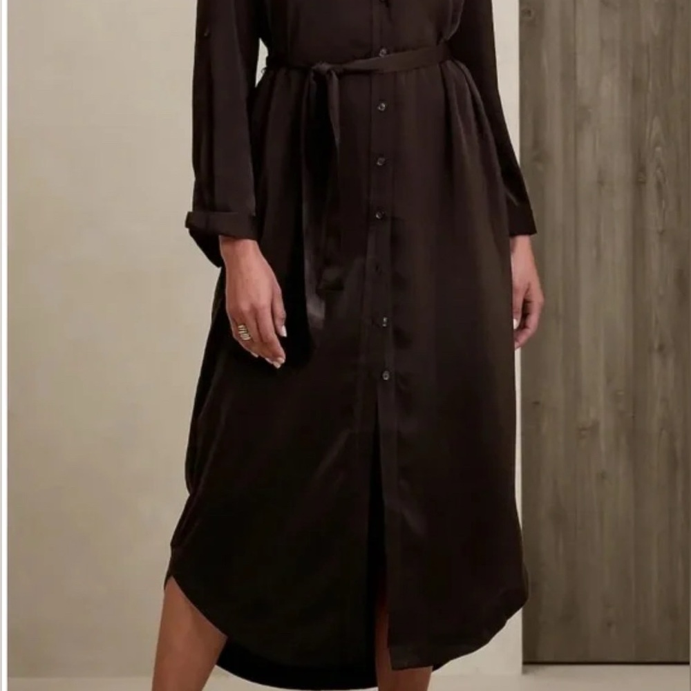 Banana Republic black  Shirt Midi Dress - Picture 2 of 12